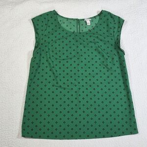 Merona Women's Green/Blue Floral Short Cap Sleeves Blouse - Sz M